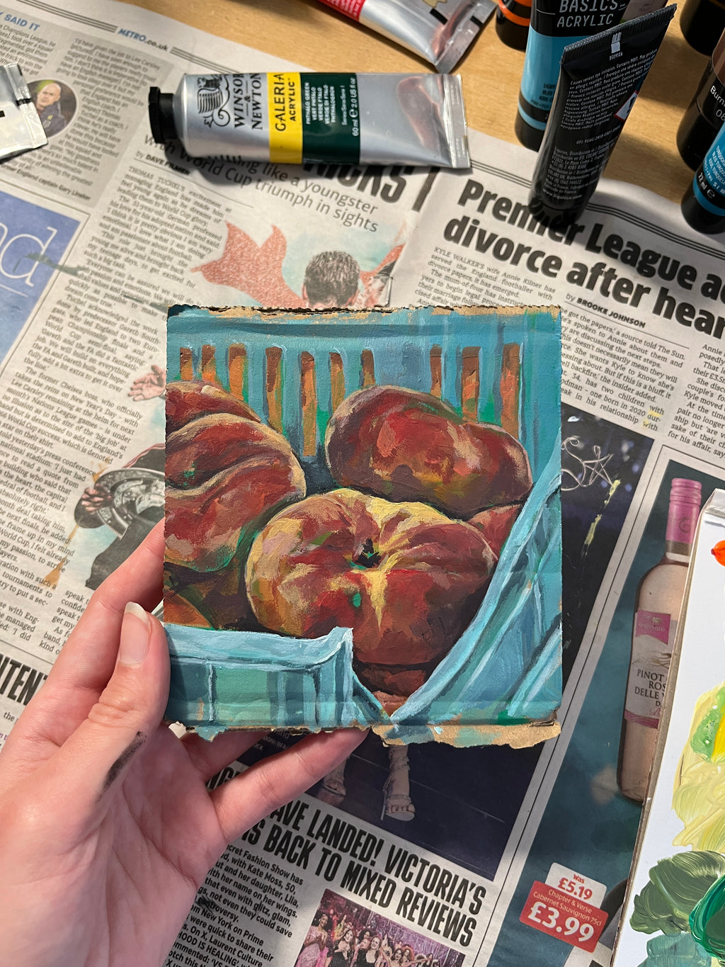 Turquoise basket, 11x12cm
