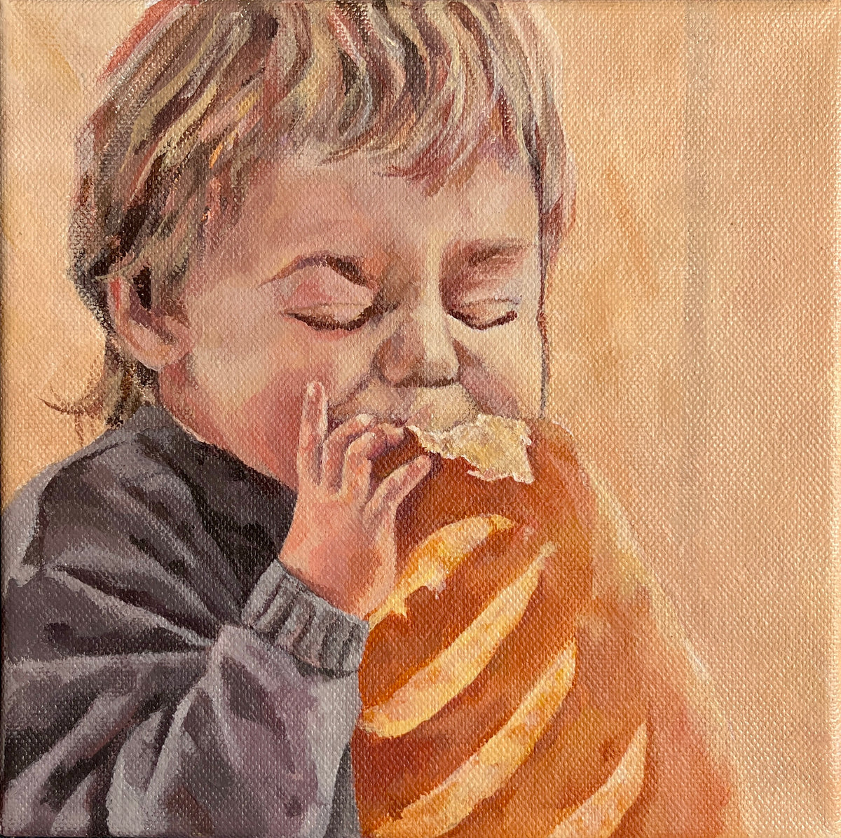 That very first bite, 20x20cm